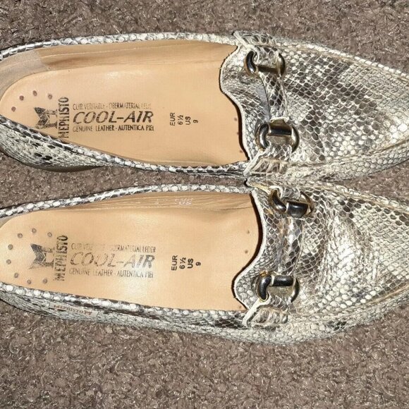MEPHISTO-Gold Snake Skin Leather Loafer/Driving Shoe-Cool-Air-Size 9-Excellent - Picture 6 of 7